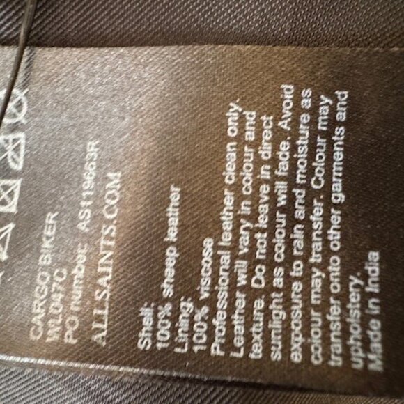 Black distressed ALLSAINTS leather biker jacket US 0.  EUC. - Picture 6 of 6